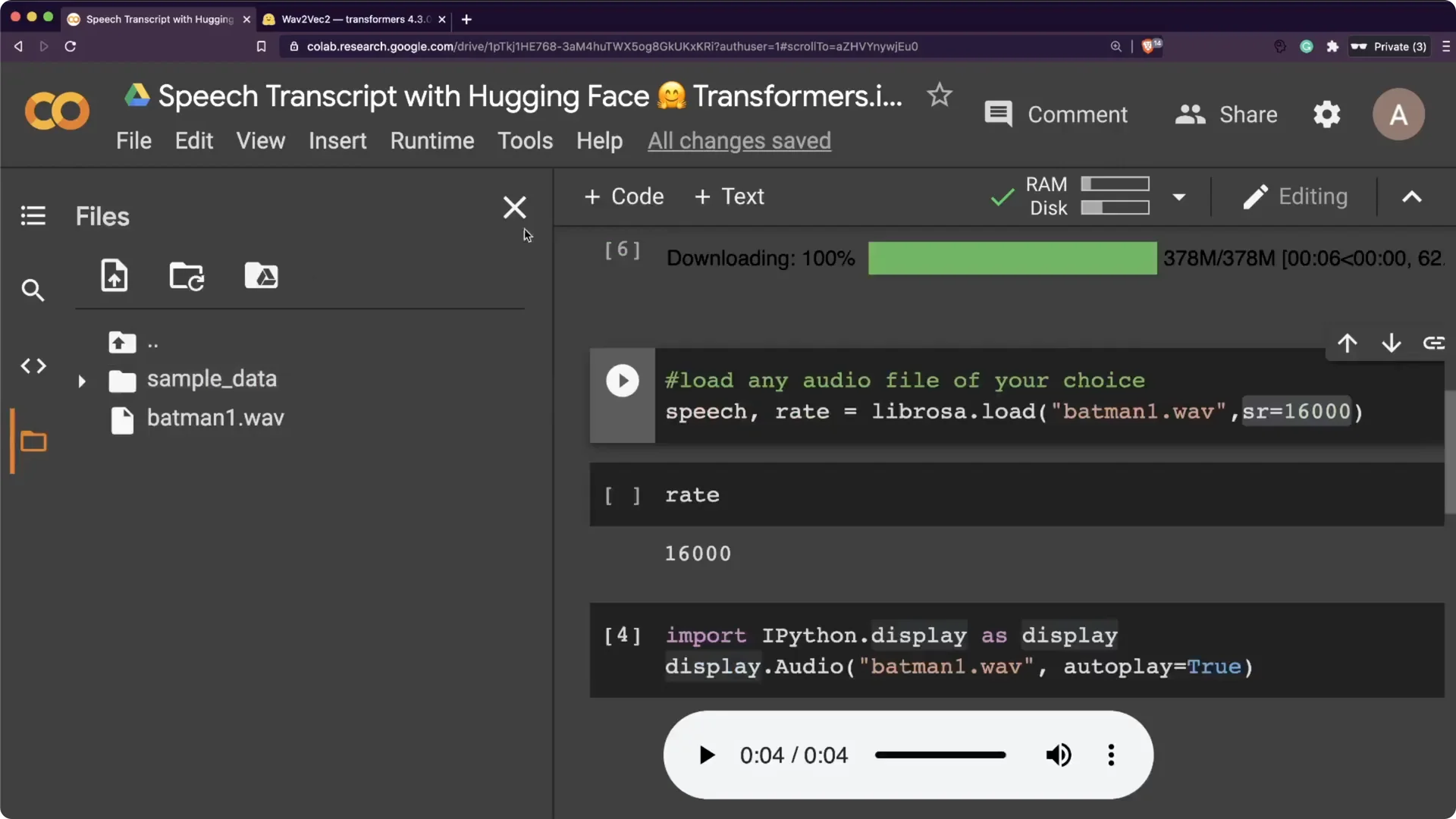 How to Convert English Speech to Text with Hugging Face NLP? screenshot 4