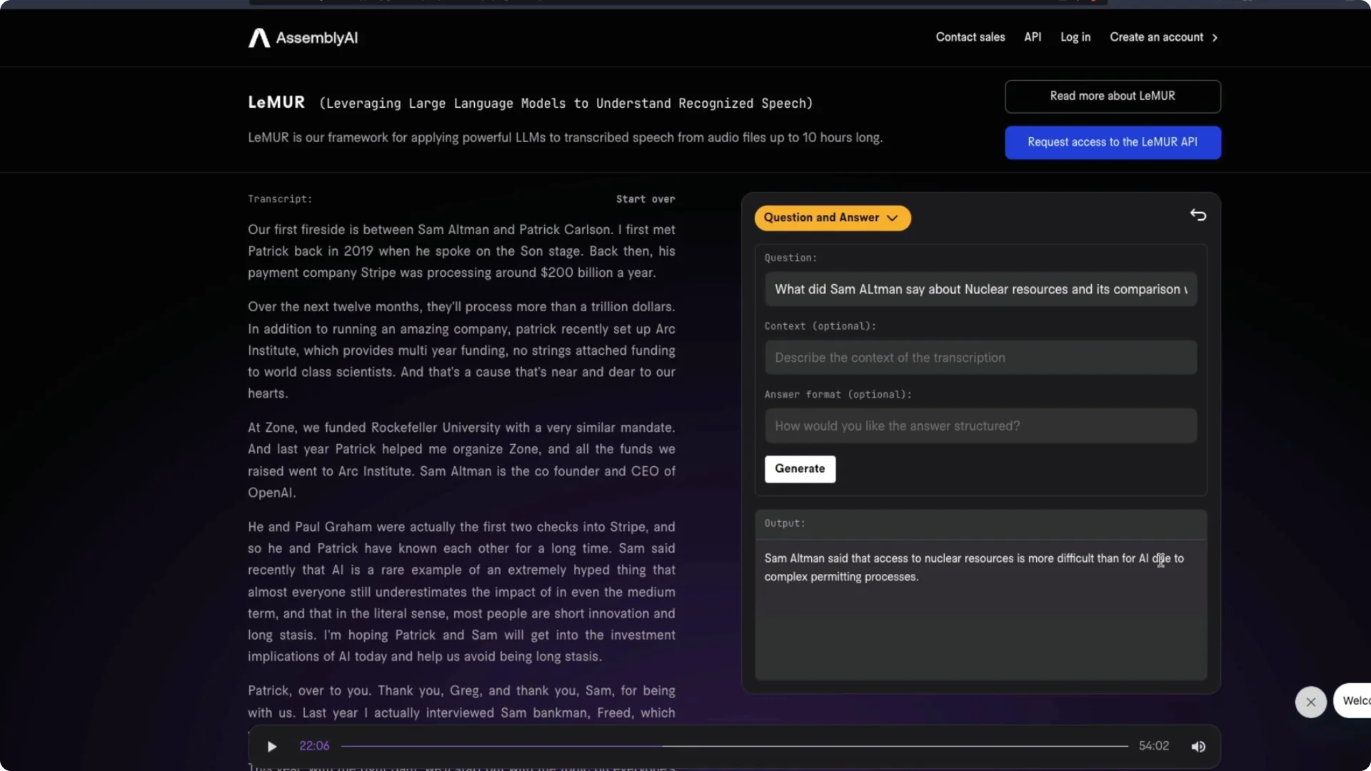 How LeMUR Enables Chat with Audio Speech via AssemblyAI? screenshot 6