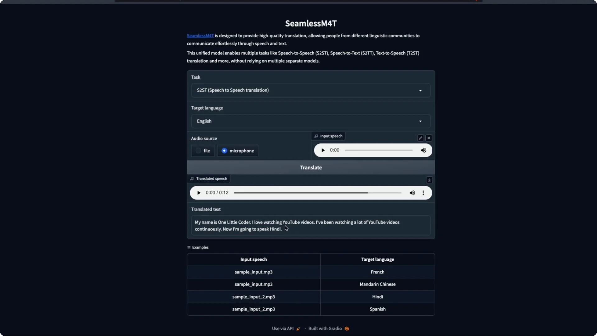 Running Universal Speech Translator on Colab with SeamlessM4T UI screenshot 7